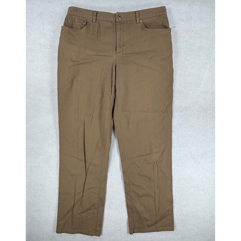Jones New York Sport Womens‎ 14 Stretch Straight Leg Pants Brown Camel Canvas